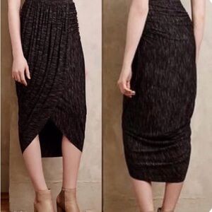 Anthropologie Nona Heather Gray Faux Wrap-Front Midi Skirt Medium